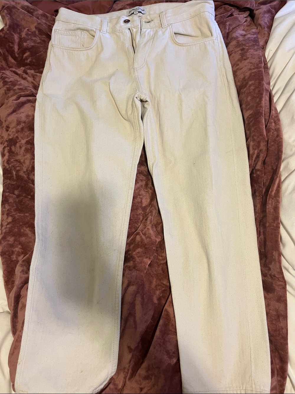 Cream Straight-Leg Women's Pants - Classic Everyday Style